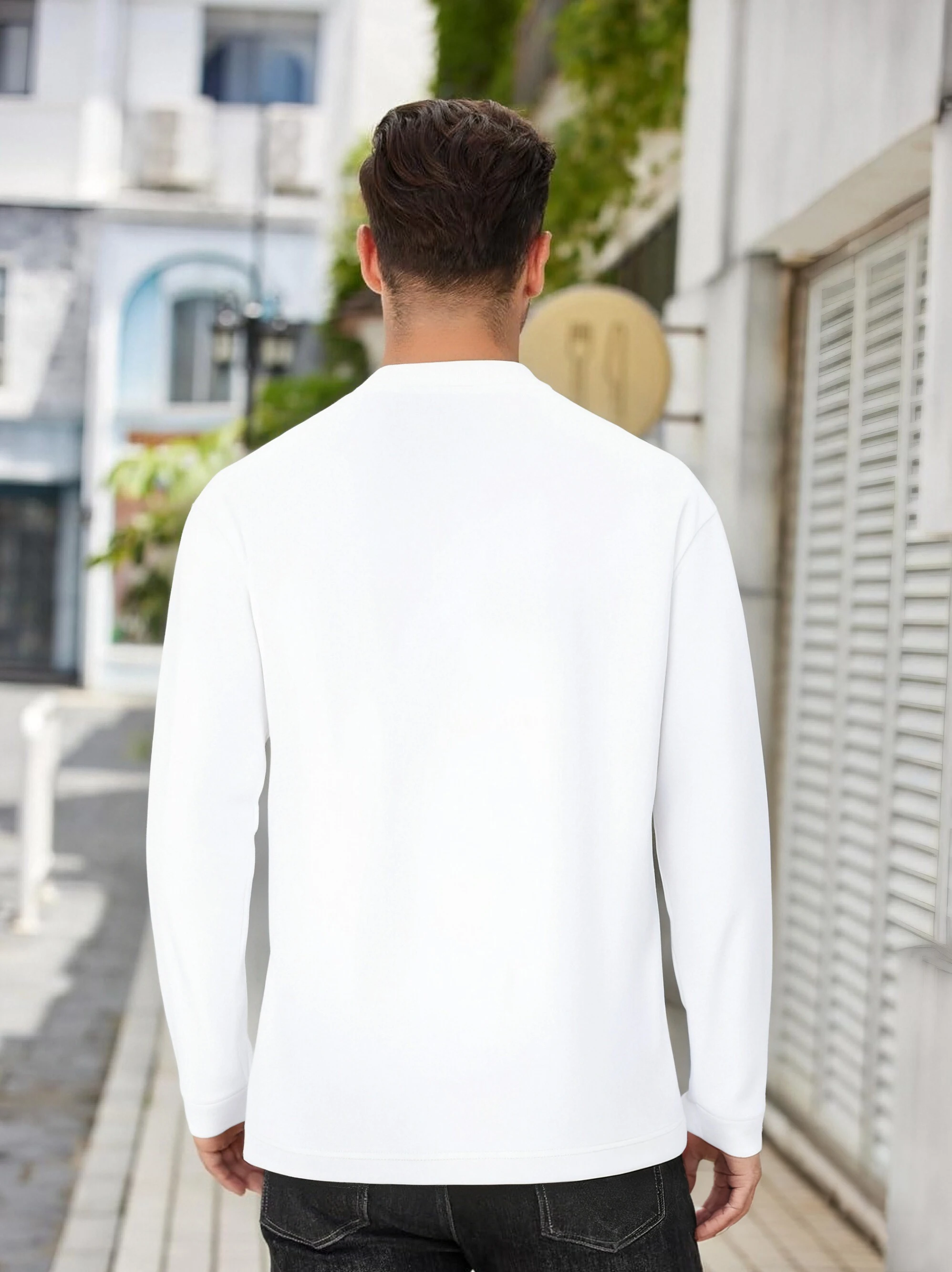 مدينة نيويورك جزيرة ستاتن يطبع الرجال هينلي قميص القطن الخريف الدافئة قميص طويل الأكمام تنفس القمم الملابس الأساسية #2