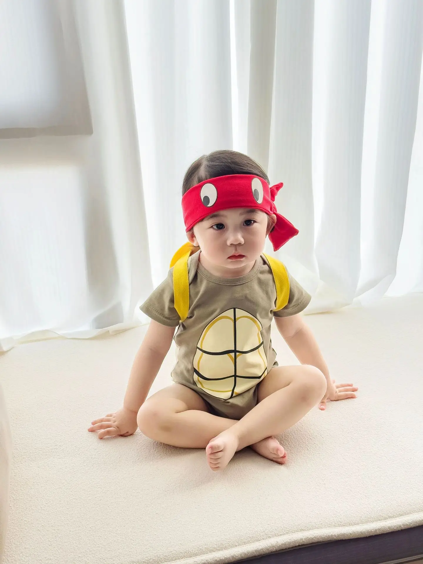 Funny Turtle Korean Baby Onesie Boy Girl Romper Infant Baby Bodysuit Newborn Baby Clothes Cotton Jumpsuits Suit Headband+Backpac