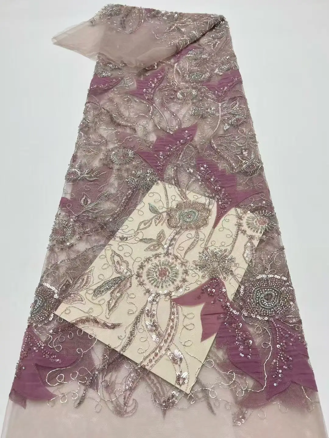 African Lace Fabric latest nigerian lace Beaded Embroidery Groom Bridal High Quality French Tulle Lace Fabric For Wedding Party