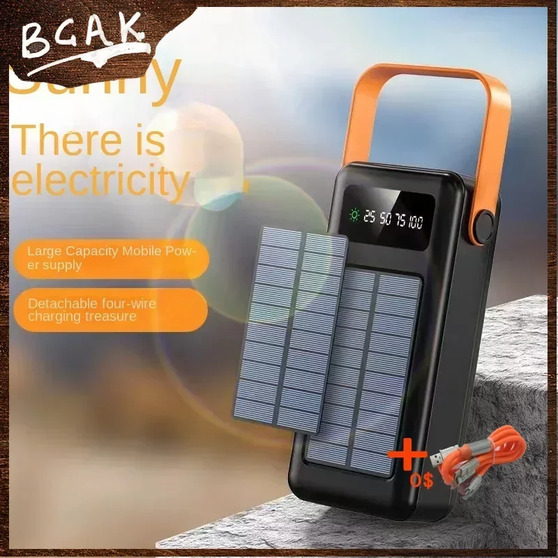 Hot New Style BCAK 100000mAh Power Bank Live Broadcast Outdoor Camping Light Built-in Cable, Super Large Capacity Fast Charging