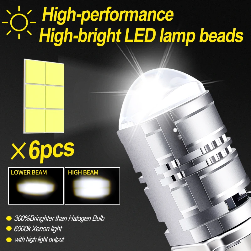 1X For Yamaha XJ6 Motorcycle H4 LED Lens Headlight Retrofit Accessories High Low Beam Cafe Racer Enduro HS1 9003 Moto Front Lamp
