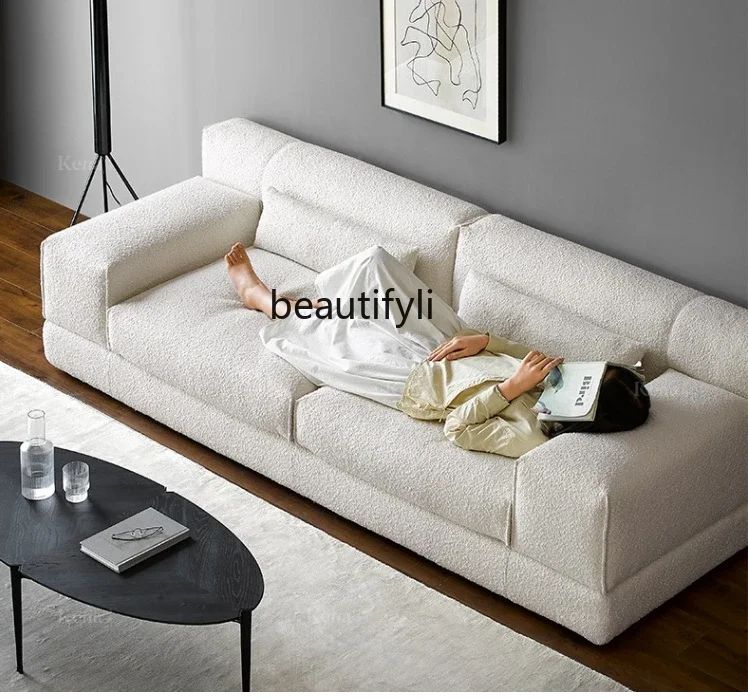 

Sofa Silent Style Cotton and Linen Fabric Nordic Retro Simple Modern Three-Seat Straight Row