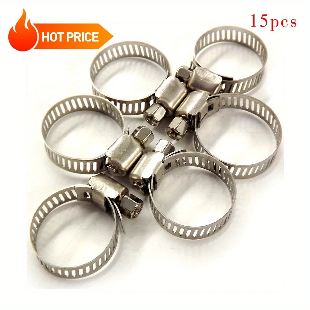 15 عبوة جديدة 5/16 بوصة - 15/32 بوصة (8-12 مم) مشابك خرطوم محرك ومشابك دودة