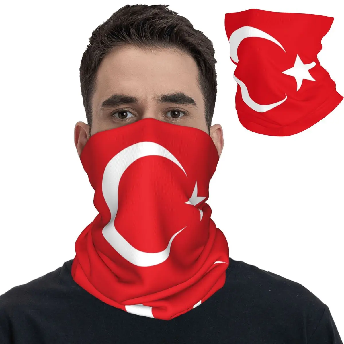 Flag Of Turkey Bandana Neck Gaiter Printed Balaclavas Wrap Scarf Multi-use Headband Outdoor Sports for Men Women Adult Winter