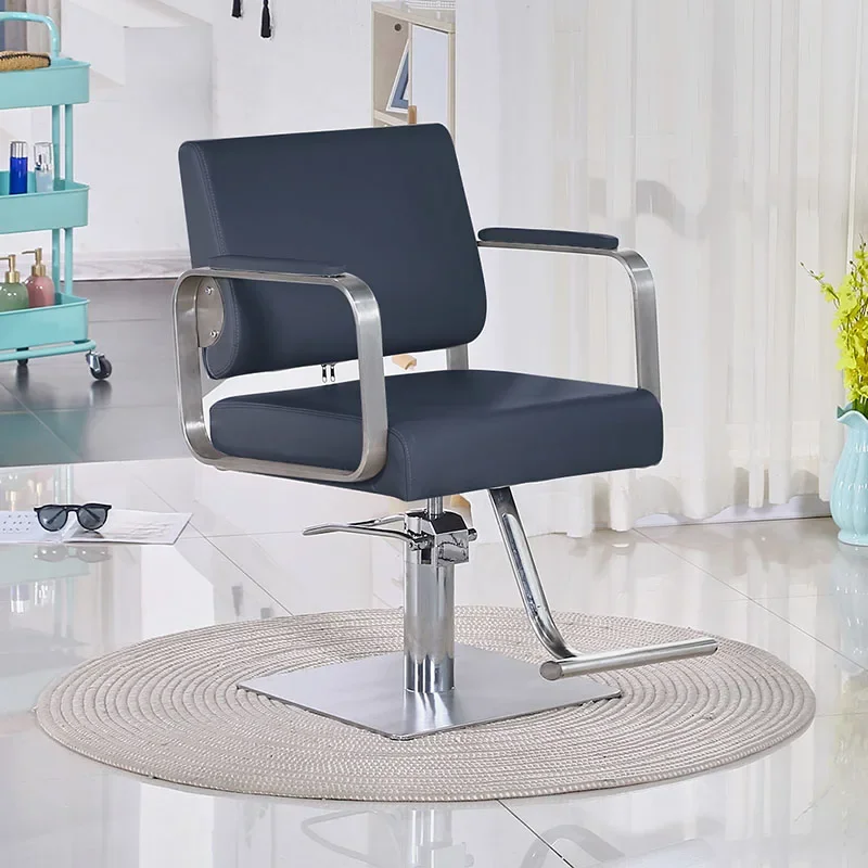 

Fashion Dyeing Hair Barber Chair Stainless Unique Advanced Sense Grey Barber Chair Beauty Salon High-end Cadeiras Home Furniture