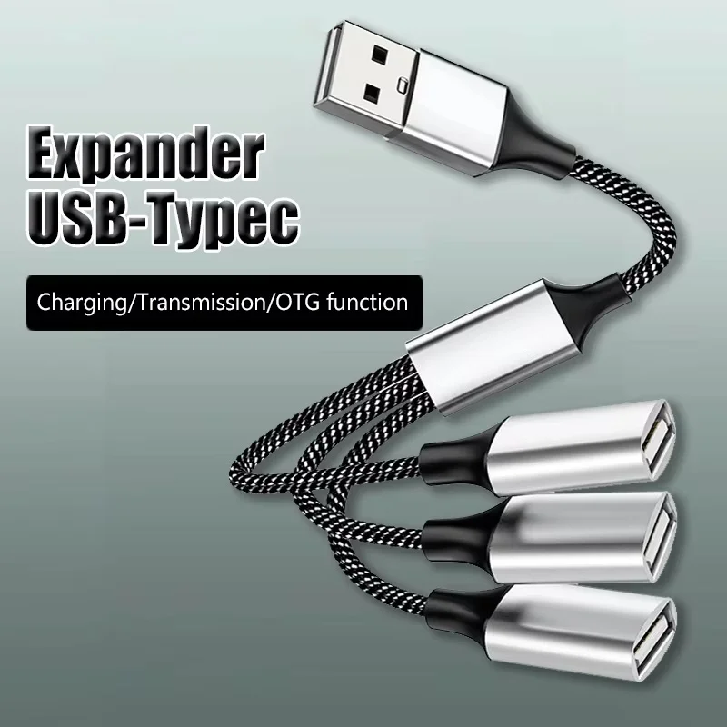 Multi-Port-USB-Hub-Erweiterungen, 4-Port-Typ-C-Hub, USB-Splitter, schnelle Datenübertragung, OTG-Adapter für PC, Computer, Laptops, MacBook