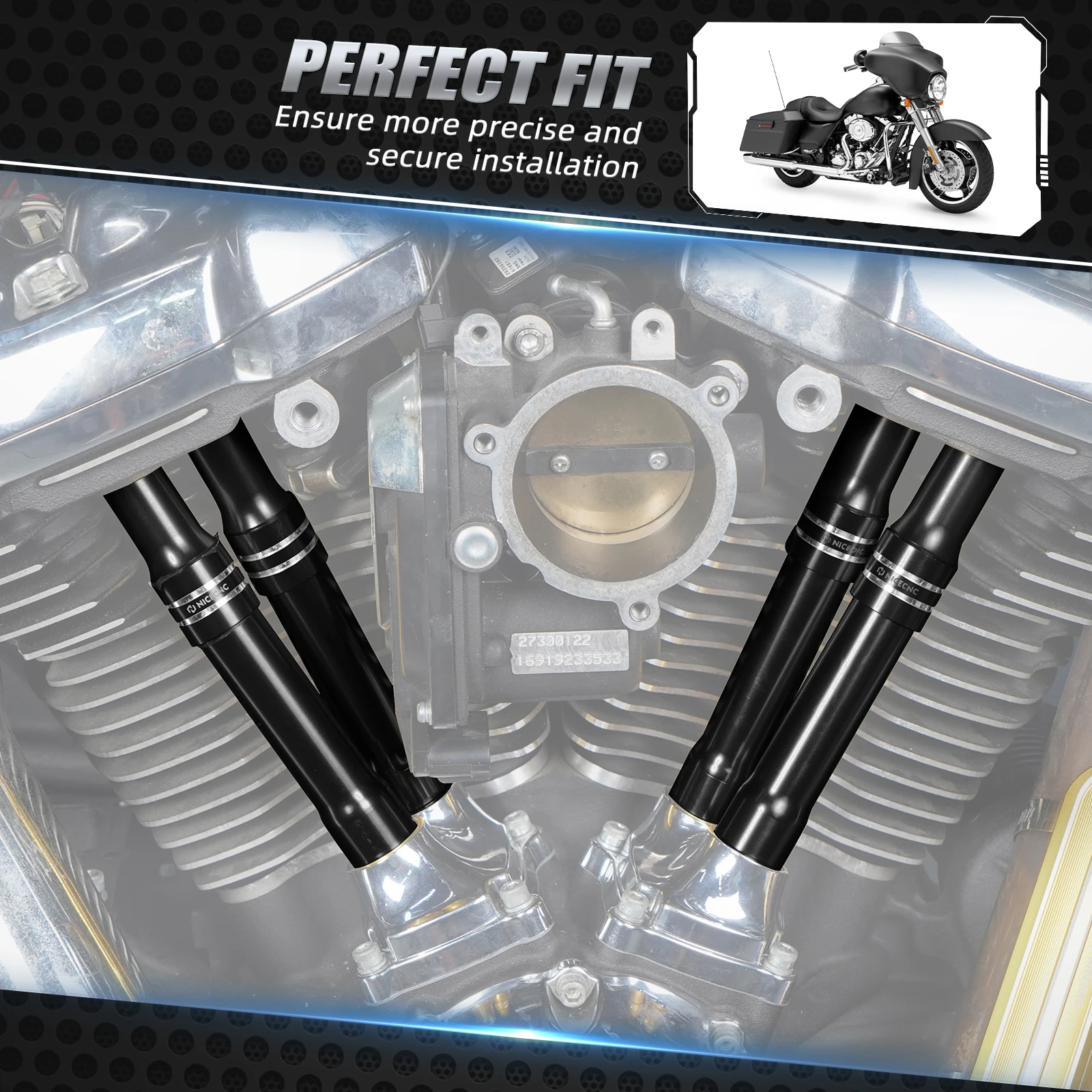 For M8 Engine Pushrod Covers for Harley Street Glide FLHX Road King FLHR Electra Glide /Special/Classic /Police Tri Glide Ultra