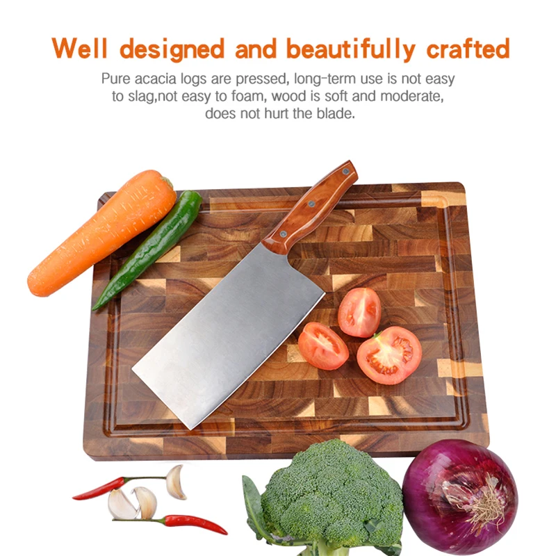 Acacia Wood End Grain Chopping Blocks Wooden Cutting Board Organic Cheese Butcher Board Square Kitchen Natural Cooking Boards