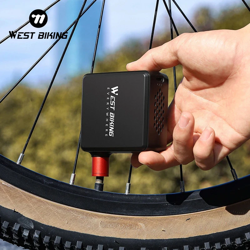 

WEST BIKING Portable Bike Pump Mini Electric 150 PSI MTB Road Bike Air Pump Type-C Charging Car Motorcycle Bicycle Tire Inflator