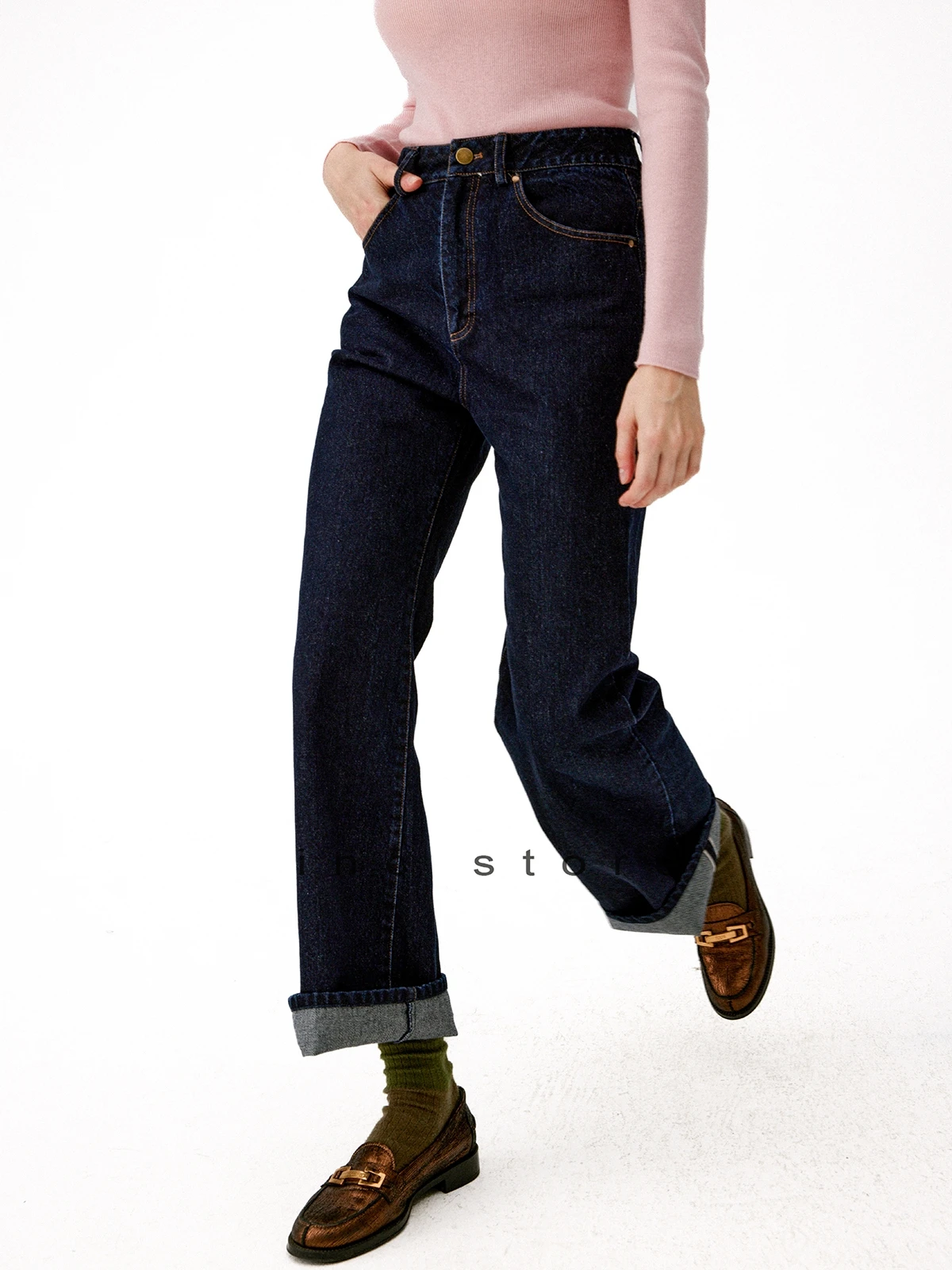 

Pure Cotton Bell Bot Jeans High Waist Autumn Winter New Arrival Narrow High Ears Women's Premium Denim Pants