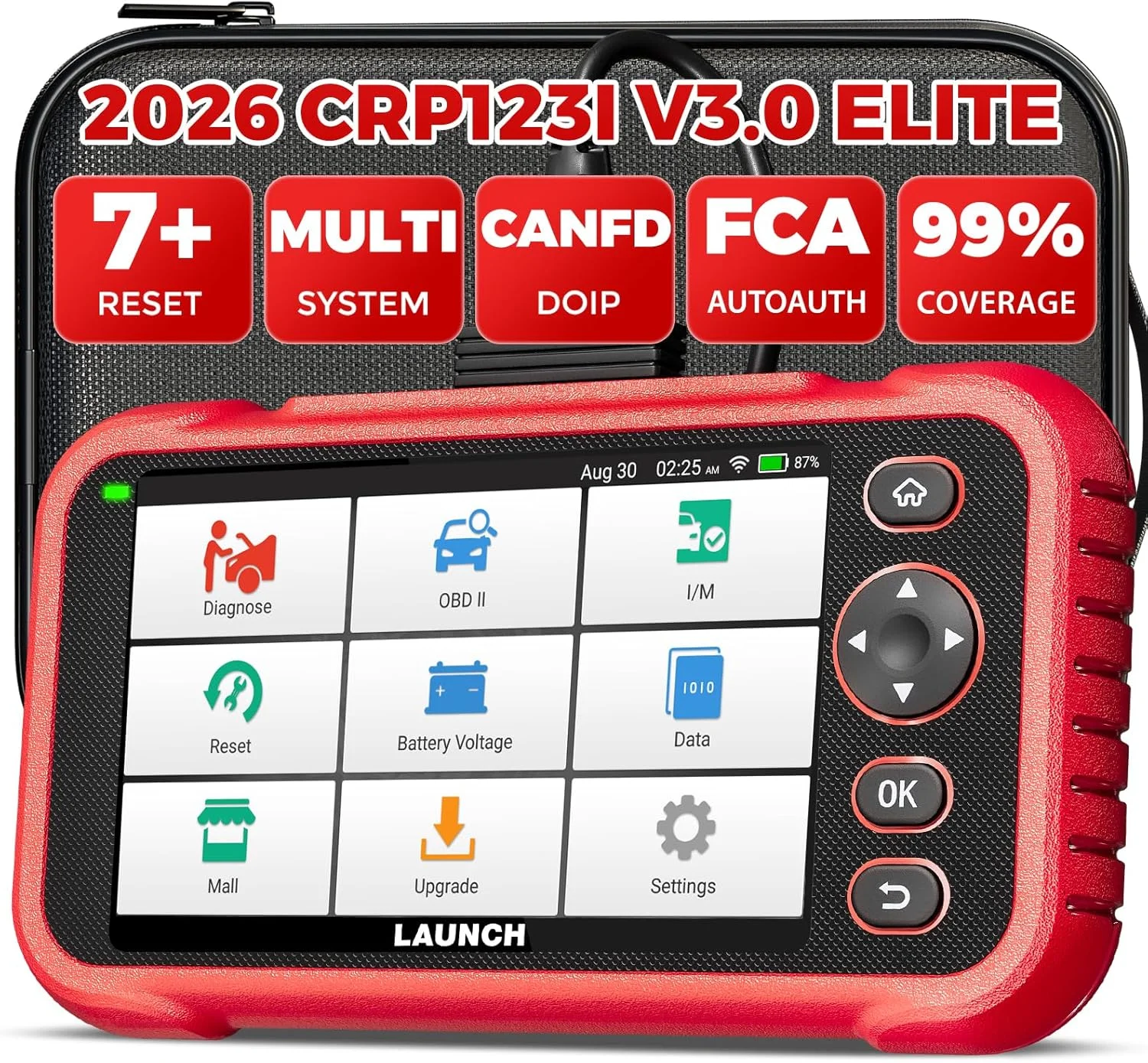 Lanceur 2026 CRP123I V3.0 Outil de diagnostic OBD2, Scanner automobile avec mises à jour gratuites à vie, Diagnostic 4 systèmes + 7 fonctions de réinitialisation + CANFD