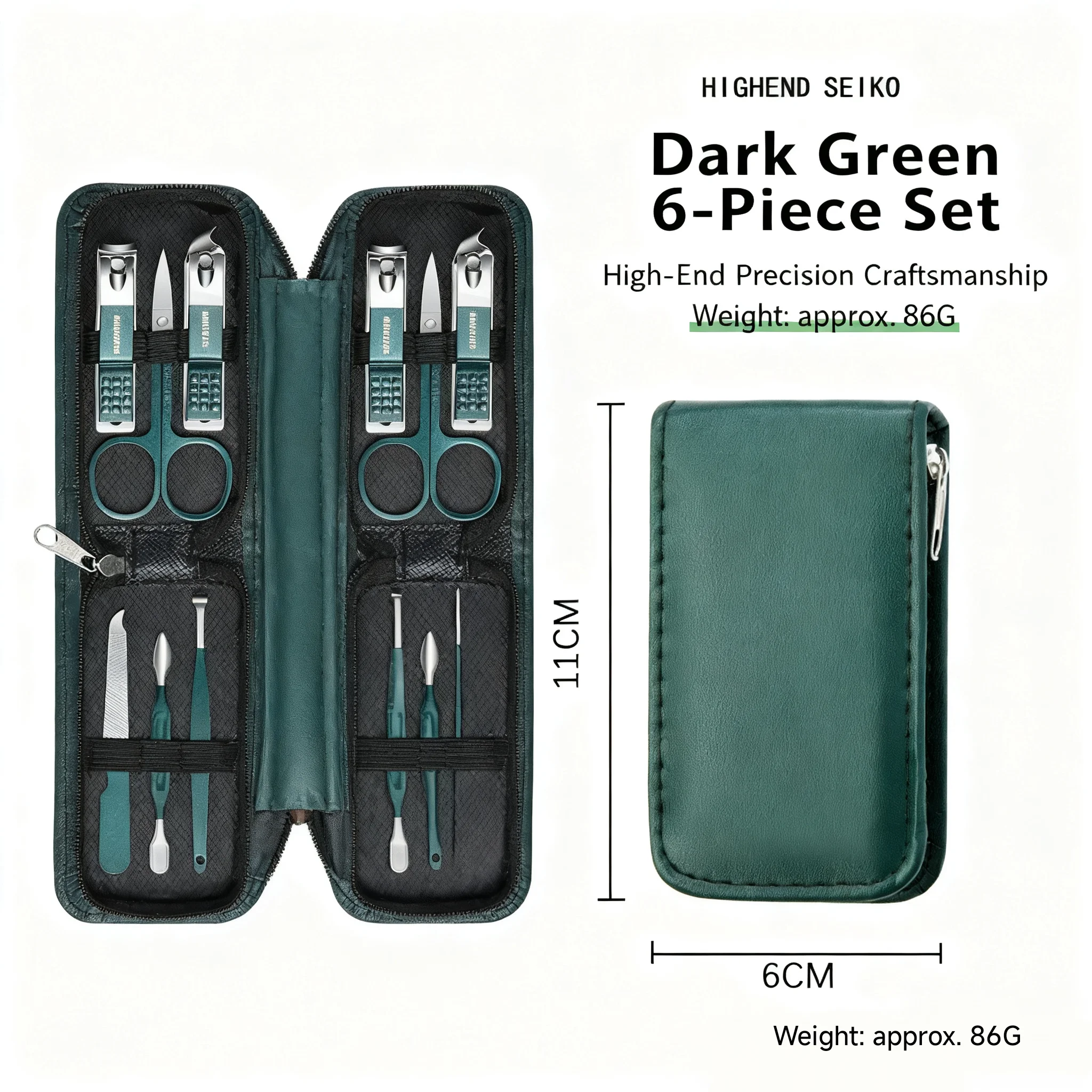 6Pcs Tragbare Maniküre Sets Pediküre Kits Helle Schwarz Nagel Clipper Set Körperpflege Werkzeuge Augenbraue Schere