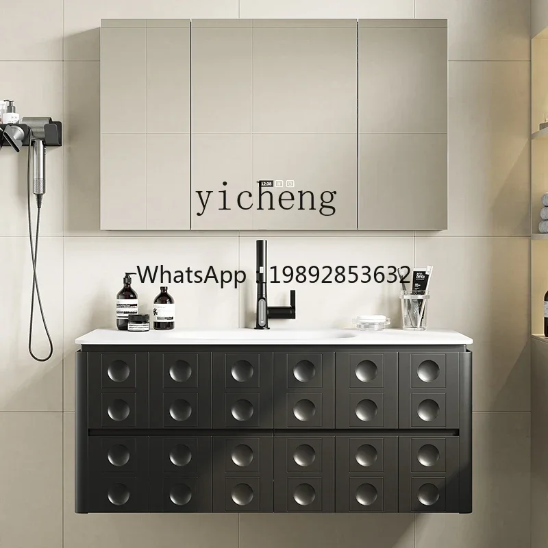 

integrated basin solid wood bathroom cabinet medium antique black paint bathroom washing cabinet