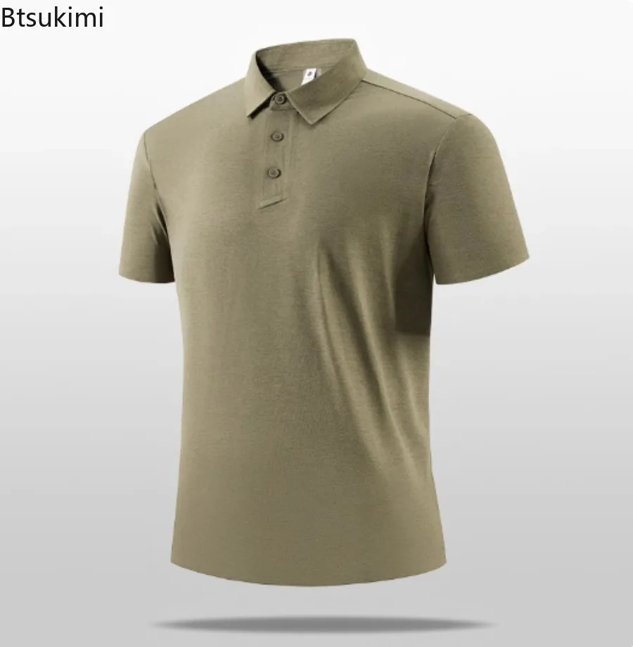 

2025 Hot Sale Men's Summer Seamless Ice Silk Breathable Comfortable Polo Shirt Men's Solid Color Casual Short Sleeve T-Shirt