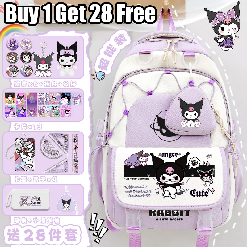 Sanrio Backpack for Girls 2025 New Model Kulomi Cute School Bag Cartoon Print Teen Backpack