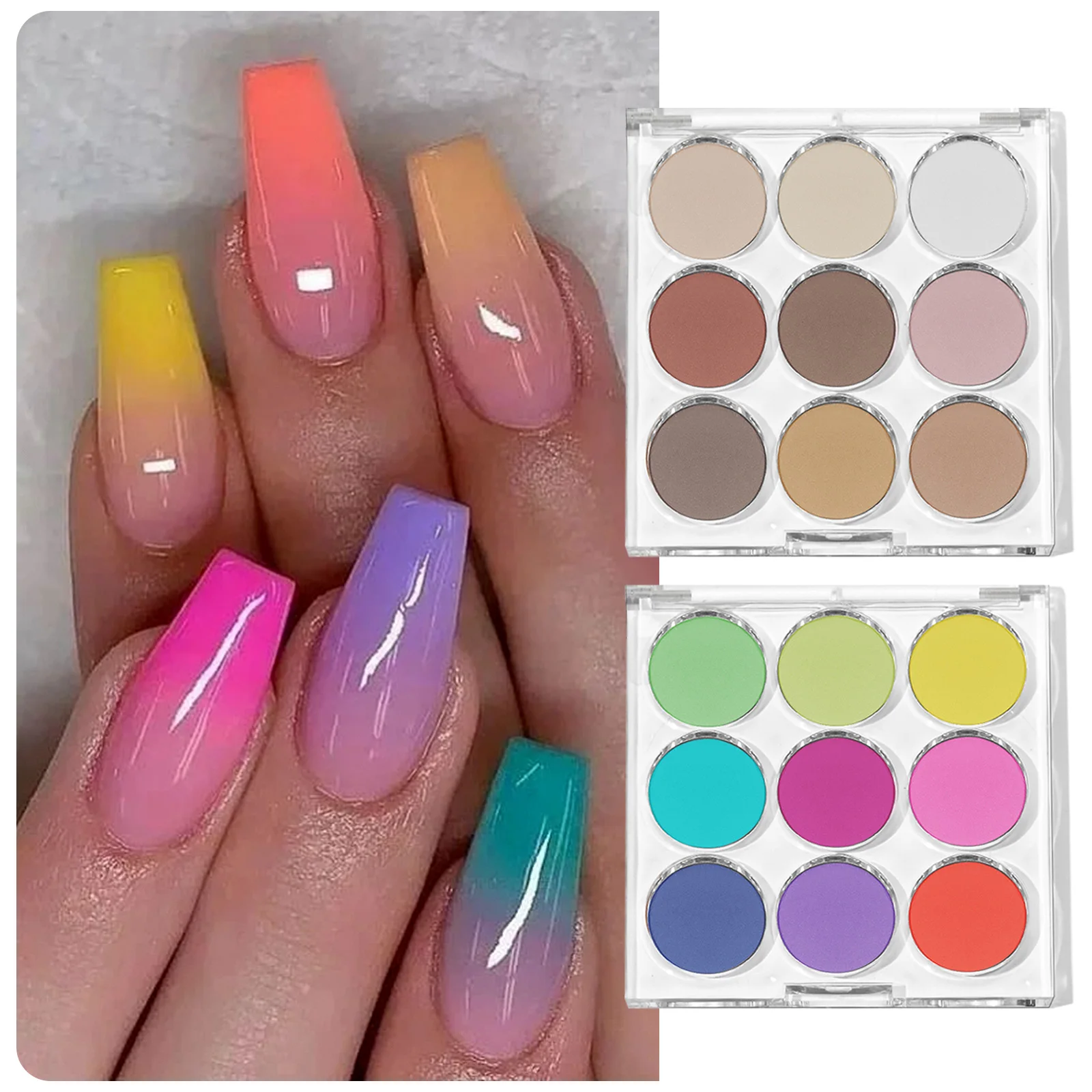9-kleuren Nail Art Powder Set Chrome Nail Powder Chrome Nail Glitter DIY Nageldecoratie Glanzende Magische Spiegelafwerking Kunstgradiënt