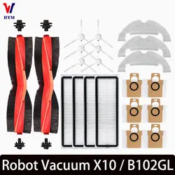 For Xiaomi Robot Vacuum X10 B102GL Replacement Spare Parts Main Side Brush Hepa Filter Mop Cloth Dust Bag Accessories