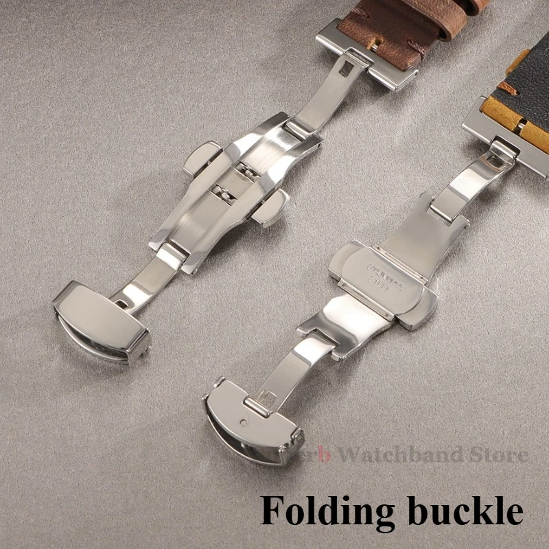 Винтажный кожаный ремешок для часов Seiko, пряжка-бабочка, ремешок из воловьей кожи для Omega 18/19/20/21/22/24 мм для браслета на запястье
