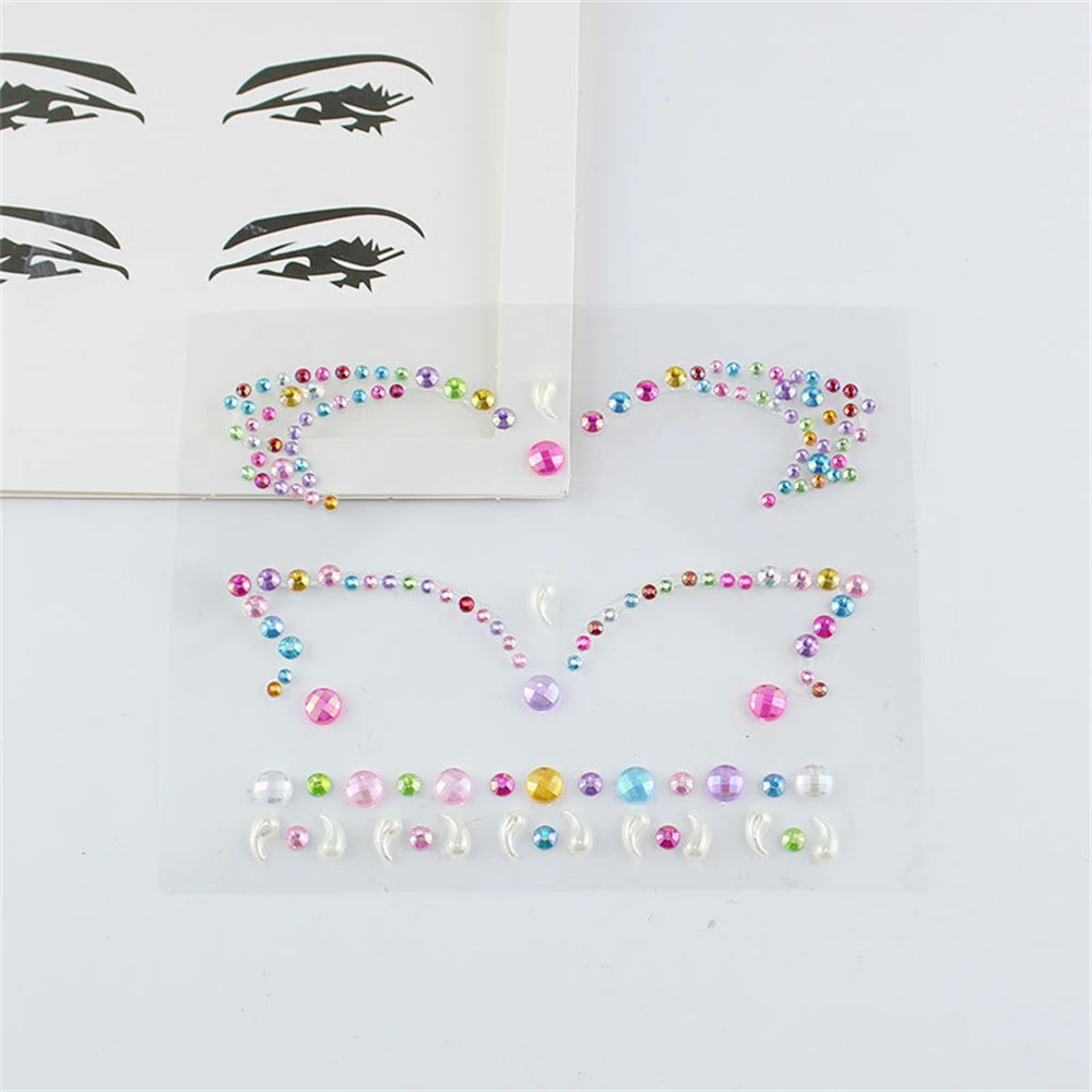 

3D Sexy Face Tattoo Stickers Temporary Tattoos Glitter Fake Tattoo Rhinestones For Woman Party Face Jewels Tatoo Eyes Sticker