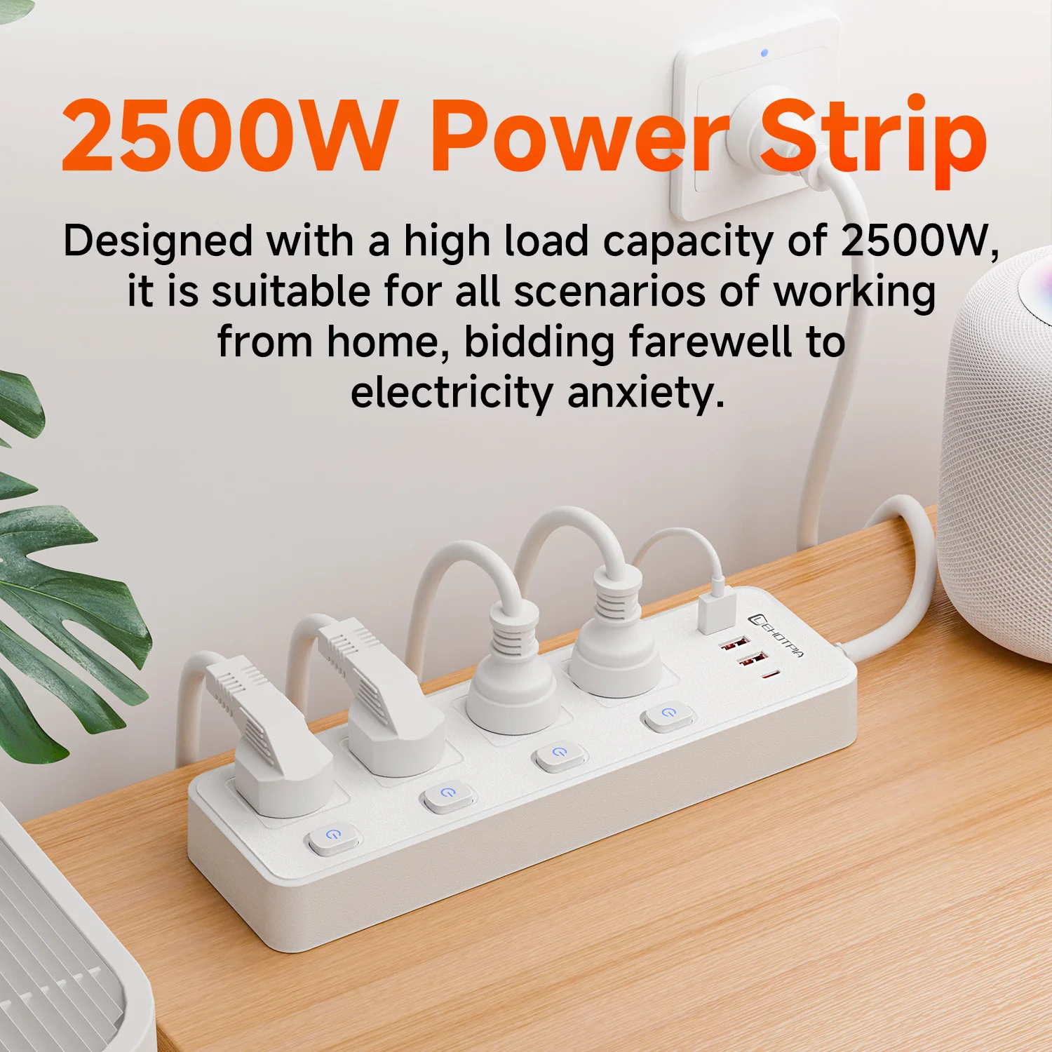 Australia AU Plug AC Power Strip Outlets Independent Switch 1.8m Extension Cord Socket Network Filter With USB C Charging Ports