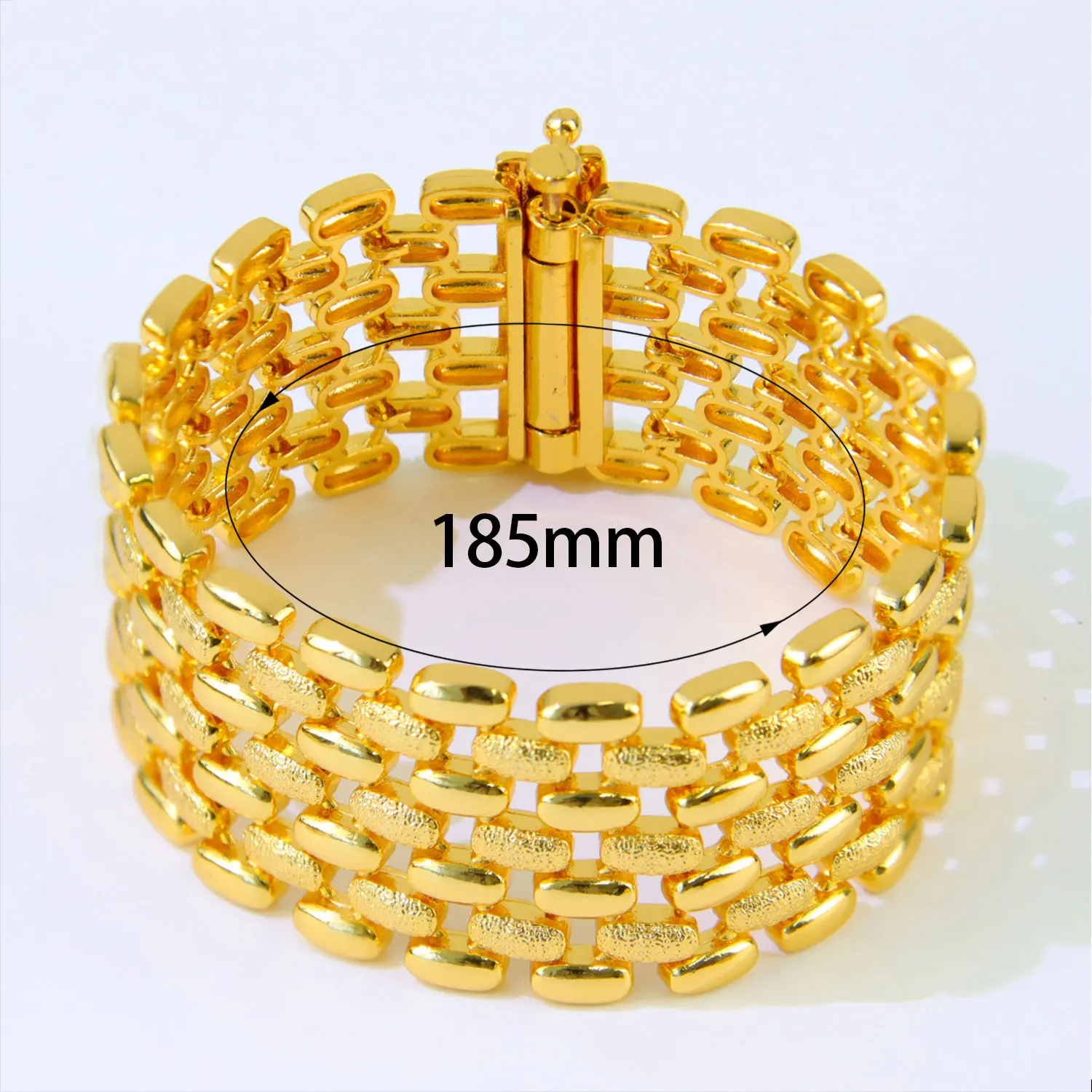 Arabische Frauen Einfache Gold Armband Dubai 24k Gold Überzogene Elegante Armband Armreifen Äthiopischen Klassische Hochzeit Party Schmuck – Detail 4