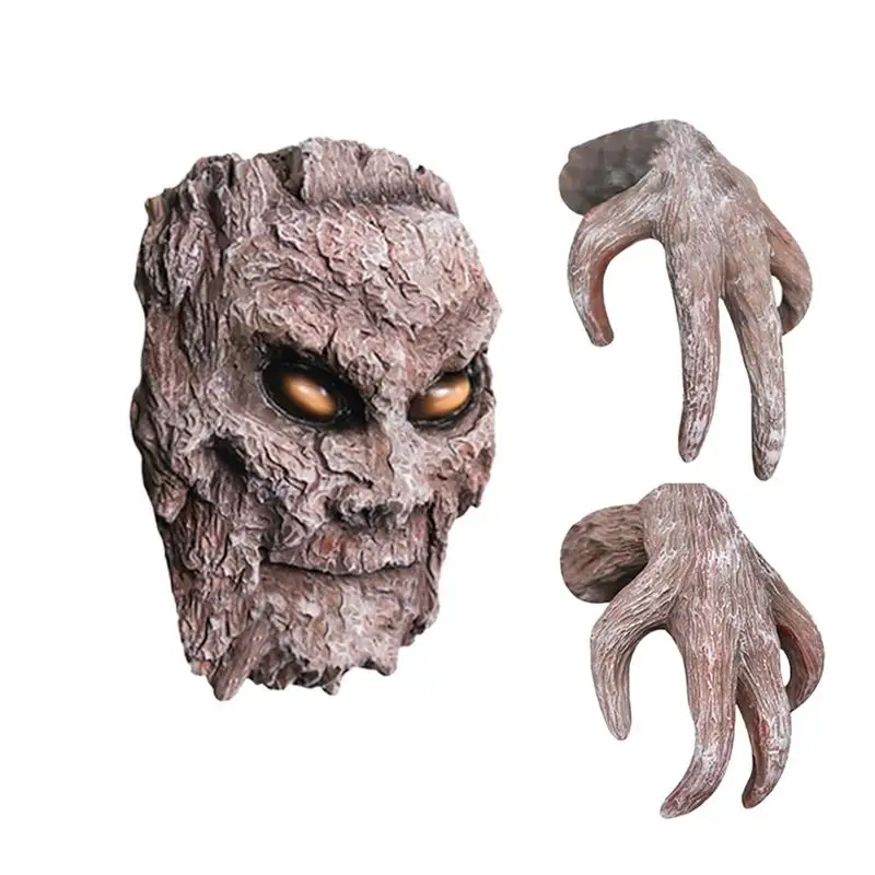 

Уличные украшения для лица дерева, пасхальные украшения, уличный декор дерева с рукой, креативный декор для лица дерева, лицо дерева призрака