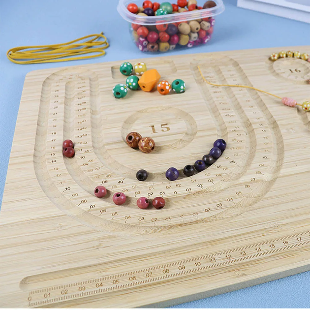 

New Bamboo Bead Board Beaded Jewelry Tools Rectangle Light Brown DIY Making Bracelet Necklace Measuring Tools Organizer Tray