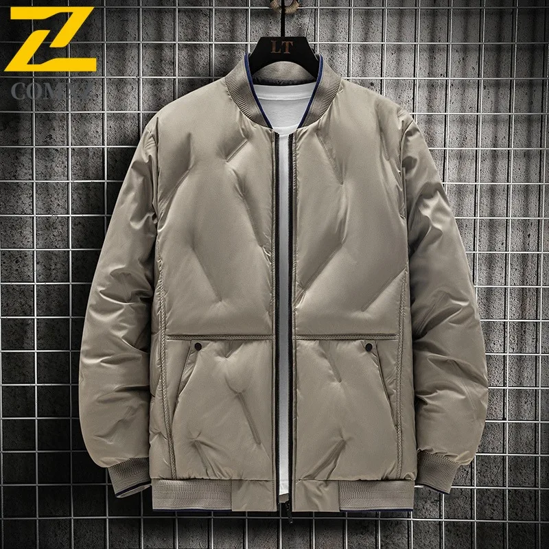 

COMXZ Winter Padded Jacket Mens 2025 New Baseball Collar Business Casual Fleece Lined Parka Commuting Office Slim Warm Garment