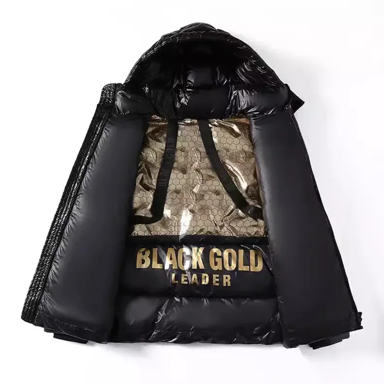 -30° Men`s duck down Jacket Couples Black Gold Coat Women Thickened Fashion parkas Female Hooded Waterproof Outerwear Snow Wear