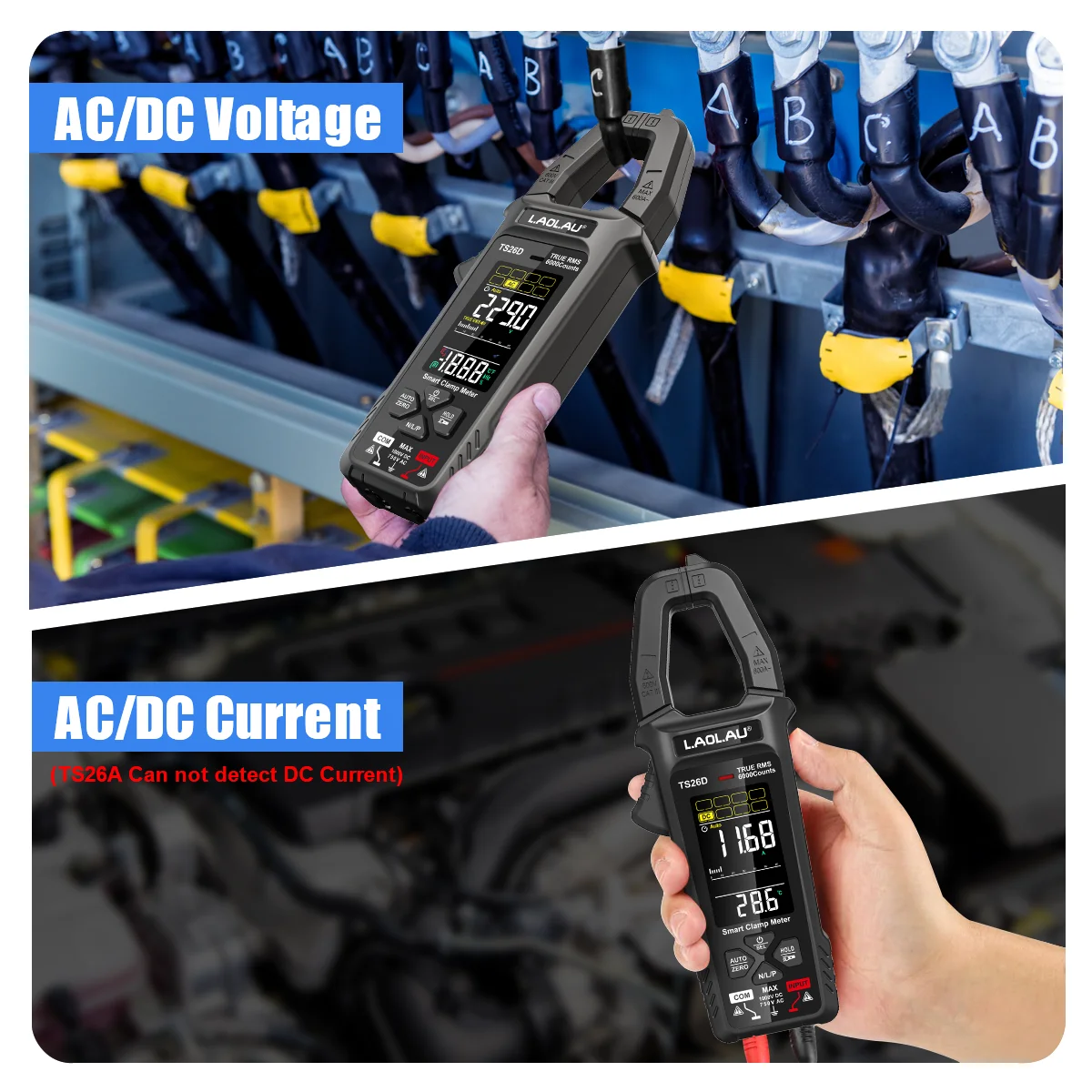 Digitales Zangenmultimeter TS-26A/26D Strom Spannung NCV Auto-Bereichswahl Widerstand Kapazität Temperatur Typ-C Wiederaufladbarer Amperemeter – Detail 3