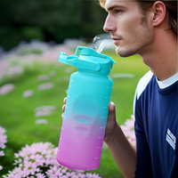 2L Sports Water Bottle with Straw Large Capacity Plastic Cup for Running and Fitness Leakproof