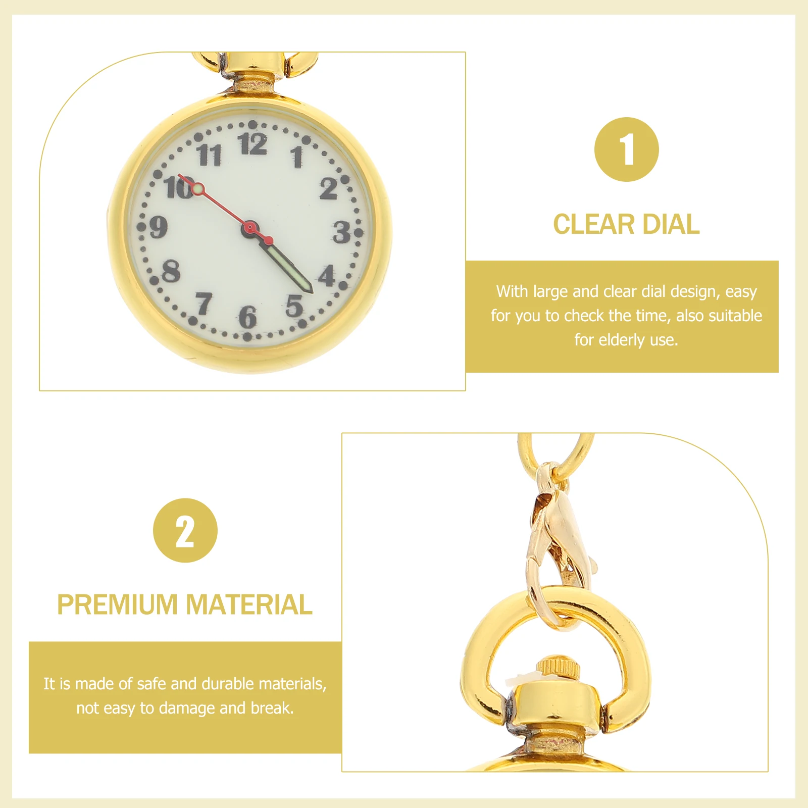 Orologio da tasca luminoso con bagliore notturno per donna uomo fibbia in acciaio inossidabile petto orologi da infermiera clip su quadrante grande regalo durevole per infermieri