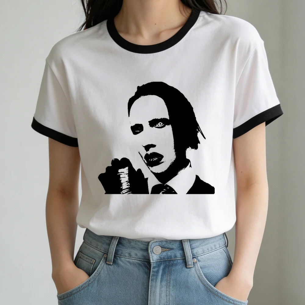 Marilyn Manson t shirt teen scene  aesthetic japan emo graphic shirt gothic alternative  summer y2k party