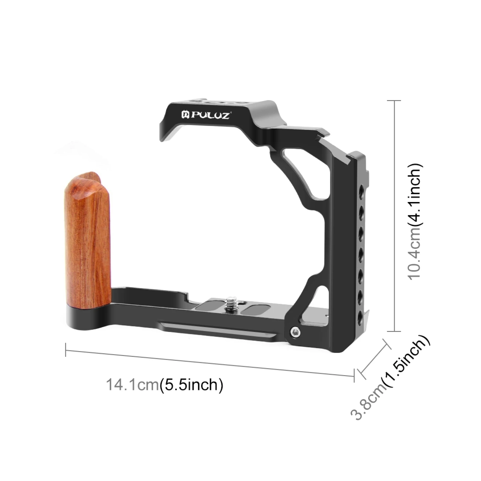 Puluz Voor Nikon Zfc Houten Handvat Metal Camera Kooi Met 1/4 Schroef 3/8 Inch/Arri Positionele Gat & Koud schoen Stabilizer Rig