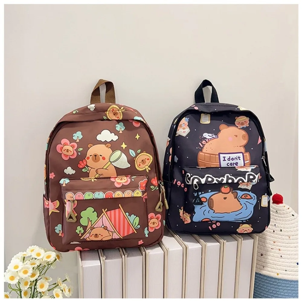 حقيبة ظهر كابيبارا كارتونية لطيفة قابلة للتنفس وخفيفة الوزن للغاية حقيبة مدرسية للطلاب من النايلون بسعة كبيرة #2