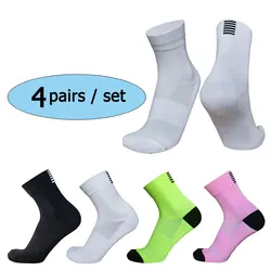 4 pairs of short breathable mesh men and women cycling socks  professional brand sports cycling road cycling calcetines hombre