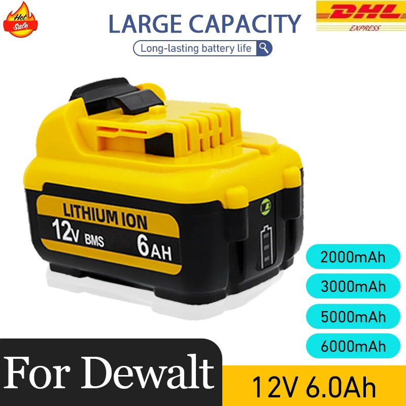 1-4Pack12V Replacement for Dewalt DCB120 Lithium-ion Batteries 12V 3.0Ah Battery DCB125 DCD710 DCB12