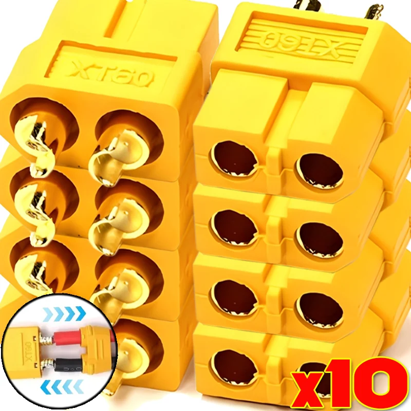 

XT90 Мужские и женские разъемы Металлические медные сварочные клеммы Вилки питания Анти-реверс Высокая термостойкость Быстрый разъем