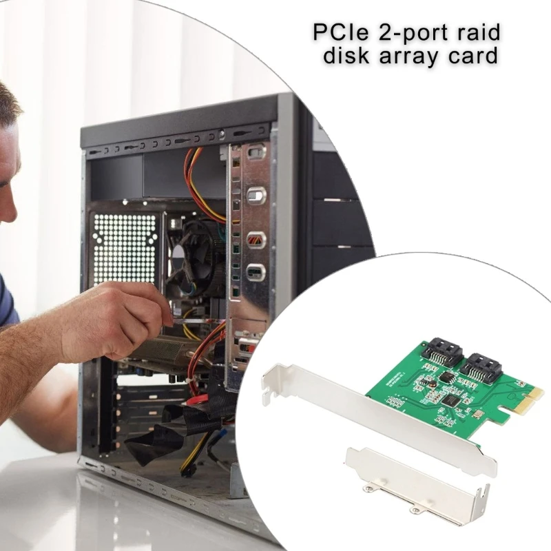 2 Port SATA3 PCIe Expansion Card Support RAID0/1 ASM1061R 6Gbps Fast