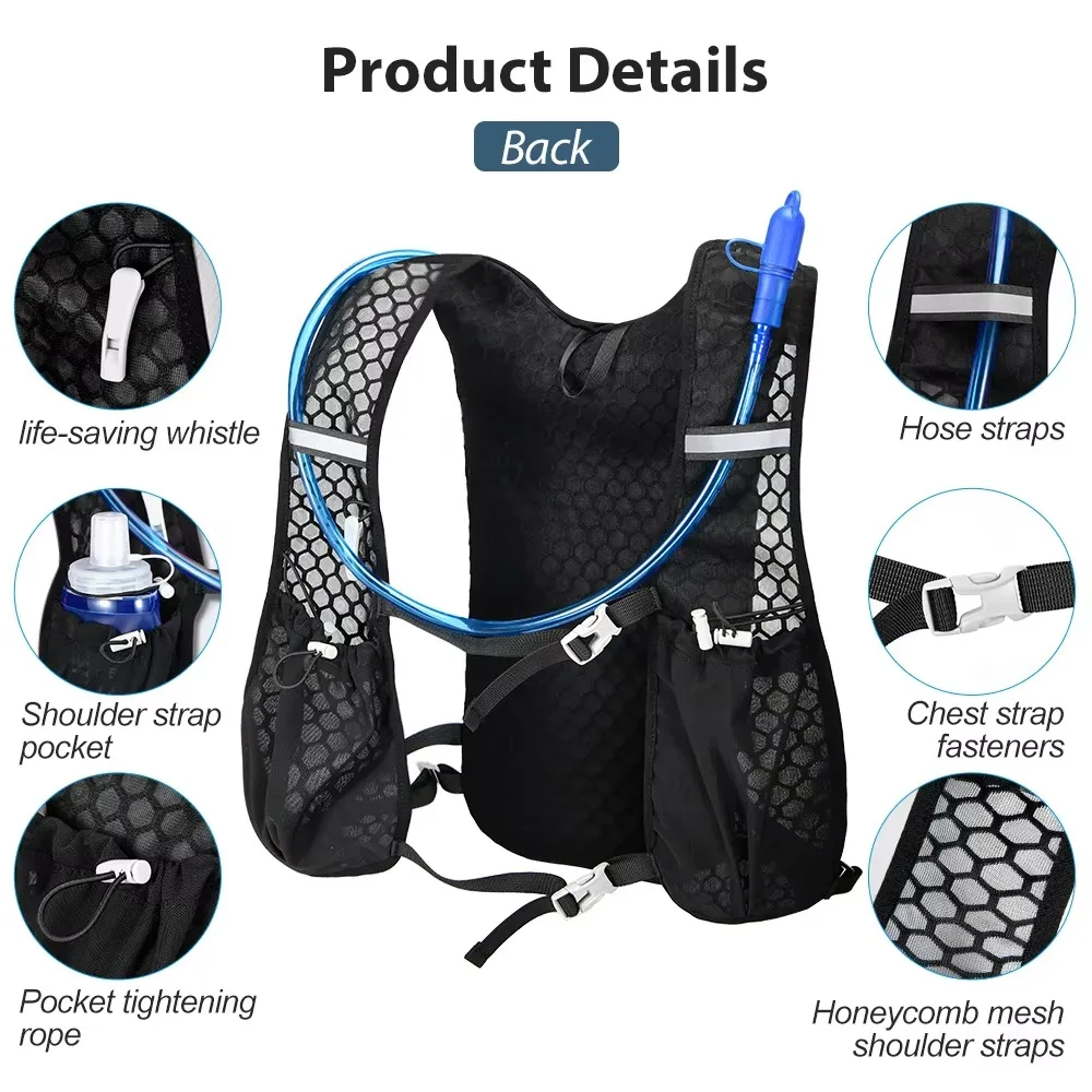 Breathable Mesh​​ Hydration Vest​​ ​​Ultra-Lightweight​​ ​​Adjustable Straps​​ Hiking Vest Reflective Design ​​Water-Resistant​​