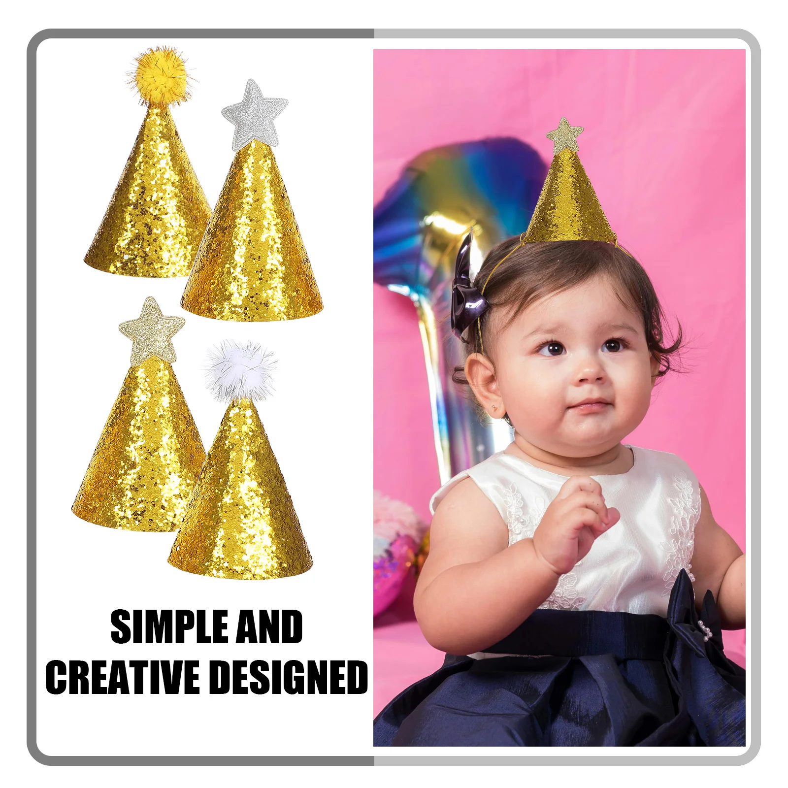 หมวกเด็ก 8 ชิ้น หมวกมงกุฎวิบวับ หมวกทรงกรวย ของชำร่วยงานวันเกิด ของตกแต่งงานวันเกิด เครื่องประดับศีรษะสำหรับงานปาร์ตี้