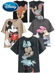 Disney Mickey Minnie Donald Duck Marie Cat Sketch SIMBA Cartoon Print Women T-Shirt O-Neck Short Sleeve Women Tee Tops Female