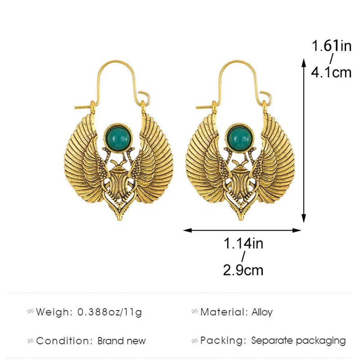 Retro Egyptian Inspired Design Ethnic Style Big Earrings for Women's Hollow Bronze Ancient Silver Moth Earrings Jewelry Gift