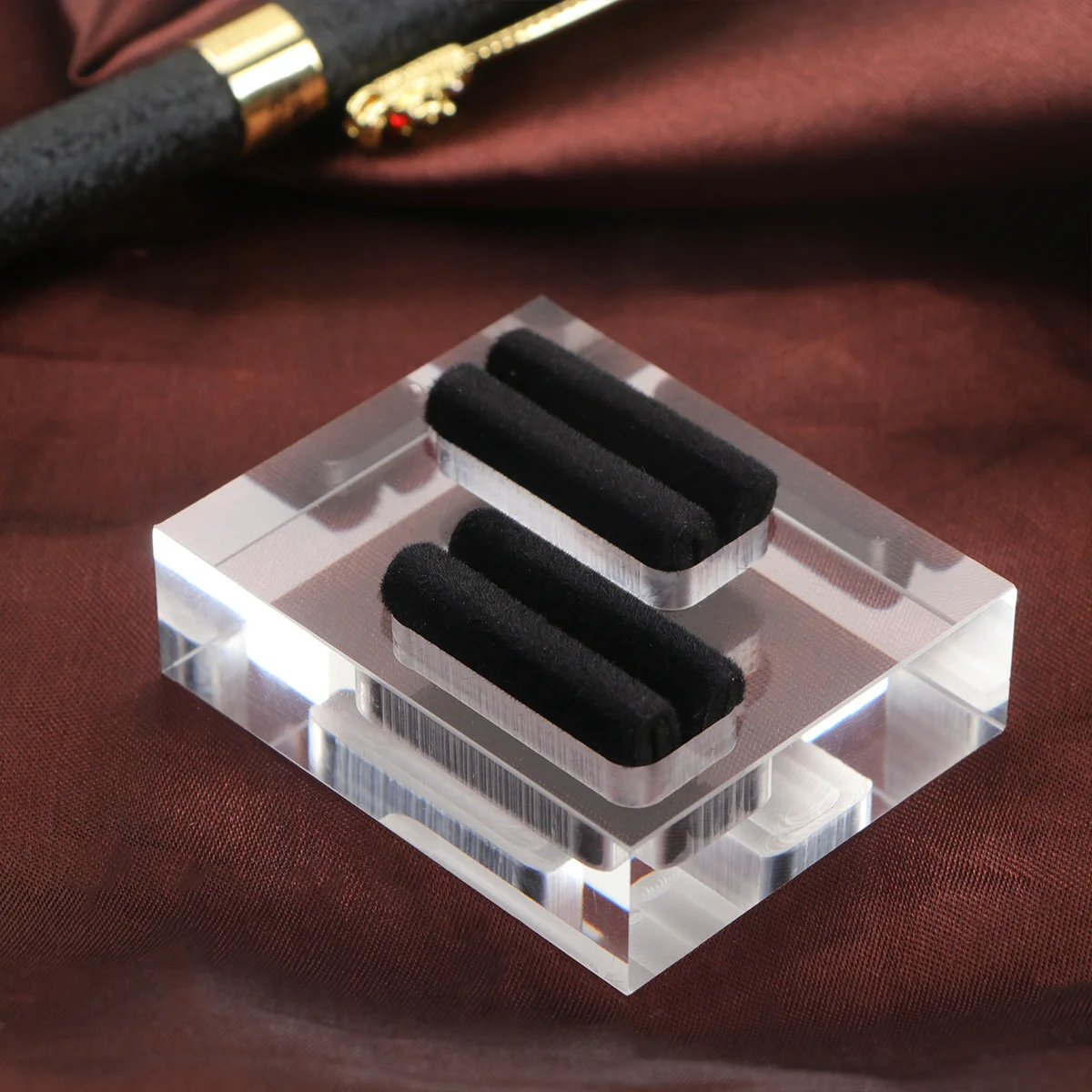 

Ring Display Stand Acrylic Square Double Slot Thickened Jewelry Storage Rack For Home Bathroom Bedroom Decor Transparent