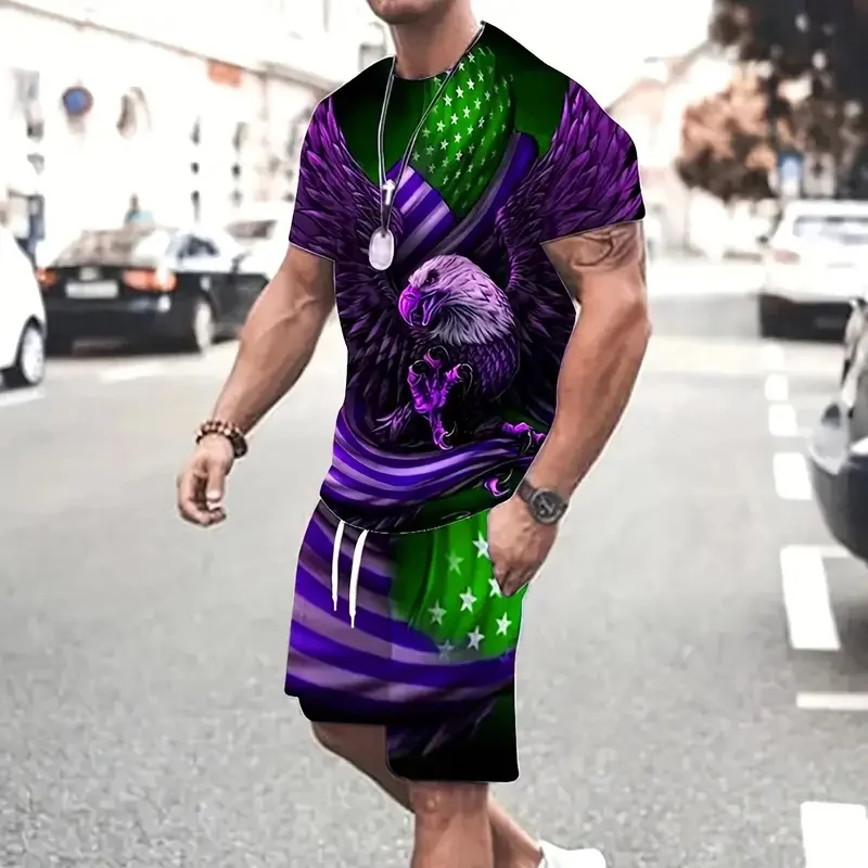 2025-26 الصيف الساخن بيع تصميم الأزياء الفاخرة دعوى ثلاثية الأبعاد الطباعة الشارع الأمريكي تنفس التجفيف السريع تي شيرت مجموعة تي شيرتات قصيرة للأطفال