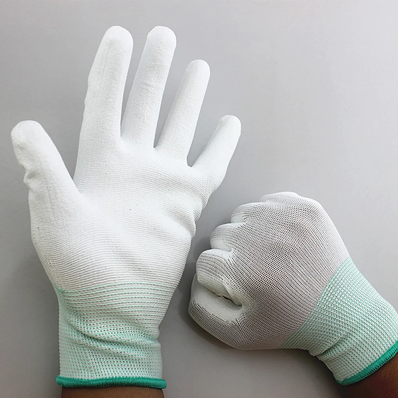 Guantes de trabajo electrónicos antiestáticos, protectores de manos con revestimiento de Palma de pu, antideslizantes para protección de dedos, 2 piezas