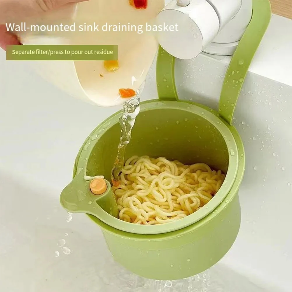 Press-Type Drain Basket: Food Strainer & Sink Organizer, Multi-Functional for Kitchen & Bathroom Use