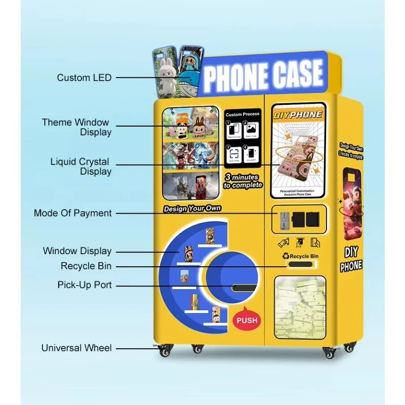 آلة بيع حافظة الهاتف المحمول ذات التنظيف التلقائي مقاس 42 بوصة تعمل باللمس 5G 24/7 دعم عبر الإنترنت طابعة UV دفعات متعددة