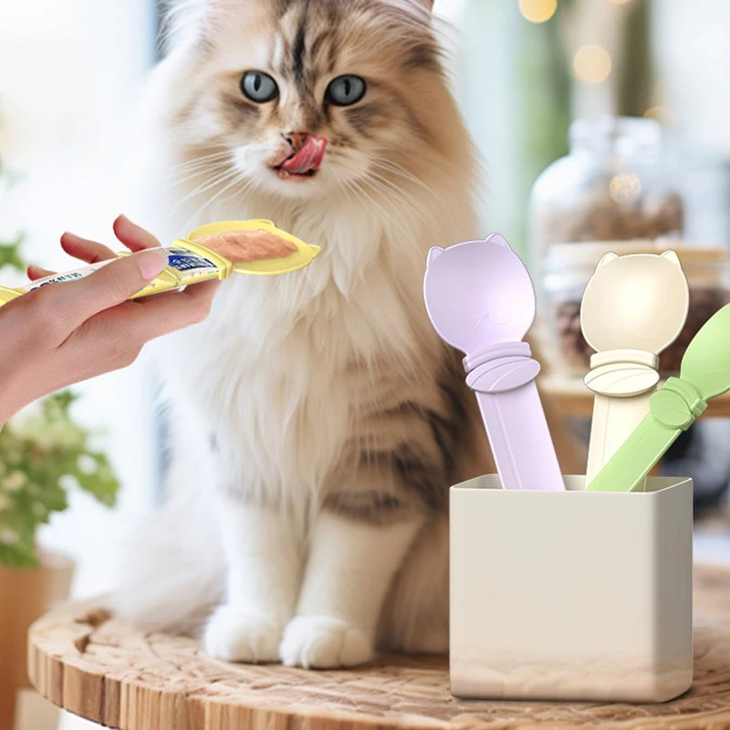 Cat Strip Feeding Spoon Cat Food Squeezing Spoon Liquid Feeding Food Squeezer Dispenses Cat Food Easily Without Waste