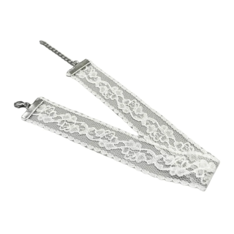  Textured Lace Collar Accessory with Adjustable Chain and Floral Detail for Daily Wear, Parties, Photos and Styling